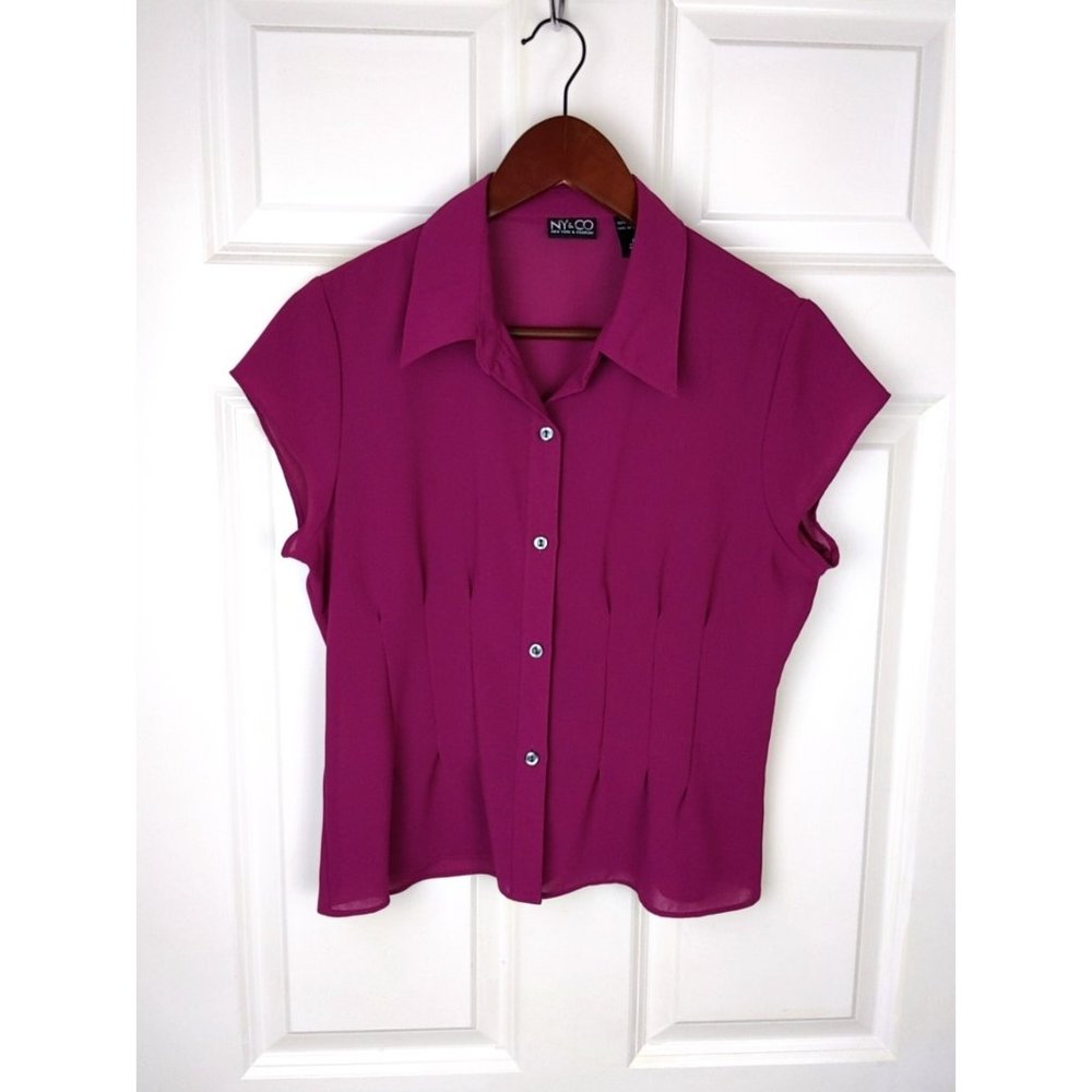 Ny&Co Semi Sheer Fuschia Dress Blouse